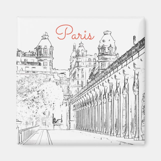 Pont de Bir-Hakeim over the Seine - Paris, France Magnet (Front)