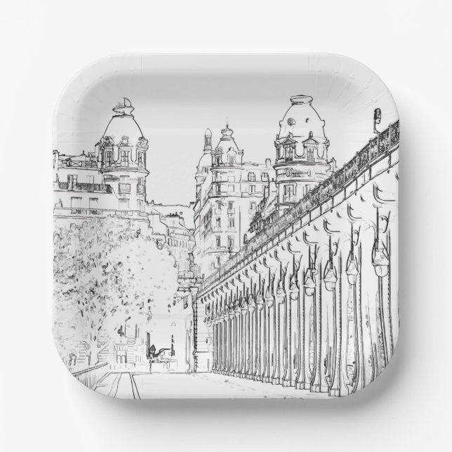 Pont de Bir-Hakeim - Paris, France Paper Plates (Front)