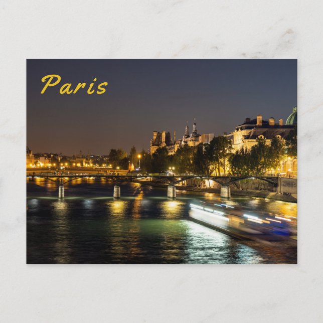 Pont des arts at nightfall - Paris, France Postcard (Front)