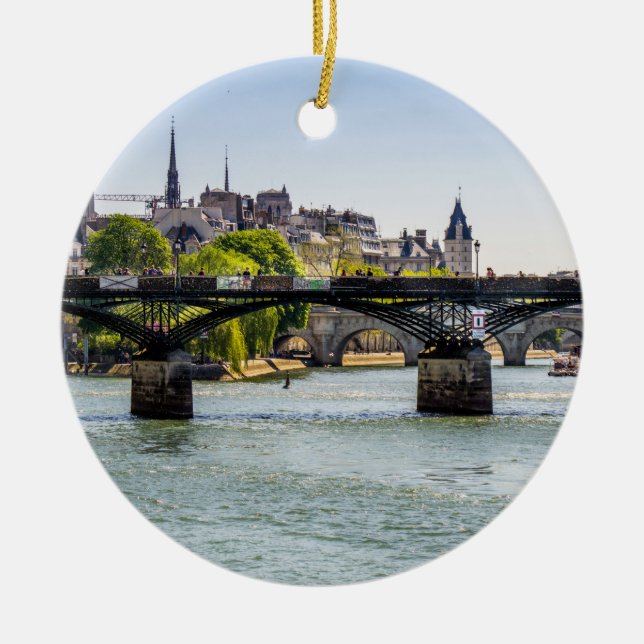 Pont Des Arts in Paris, France Ceramic Ornament (Front)
