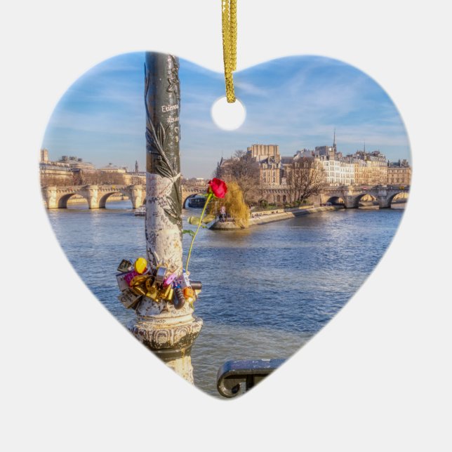 Pont des Arts on Valentine's day - Paris Ceramic Ornament (Front)