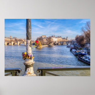 Pont des Arts on Valentine's day - Paris Poster