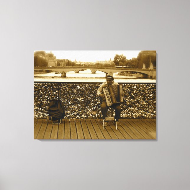 Pont des Arts: The Love Lock Bridge, Paris Canvas Print (Front)