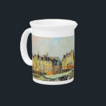 Pont Neuf, Afternoon, Sunlight Camille Pissarro    Beverage Pitcher<br><div class="desc">Pont Neuf, Afternoon, Sunlight (First Series) . Camille Pissarro. Cityscape in warm colors. There is a bridge across the wide river. There are a lot of people and carriages on the bridge. There are tall buildings in the background. There are clouds in the blue sky. Reproduction of famous works of...</div>