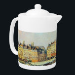 Pont Neuf, Afternoon, Sunlight Camille Pissarro    Teapot<br><div class="desc">Pont Neuf, Afternoon, Sunlight (First Series) . Camille Pissarro. Cityscape in warm colors. There is a bridge across the wide river. There are a lot of people and carriages on the bridge. There are tall buildings in the background. There are clouds in the blue sky. Reproduction of famous works of...</div>