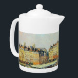 Pont Neuf, Afternoon, Sunlight Camille Pissarro    Teapot<br><div class="desc">Pont Neuf, Afternoon, Sunlight (First Series) . Camille Pissarro. Cityscape in warm colors. There is a bridge across the wide river. There are a lot of people and carriages on the bridge. There are tall buildings in the background. There are clouds in the blue sky. Reproduction of famous works of...</div>