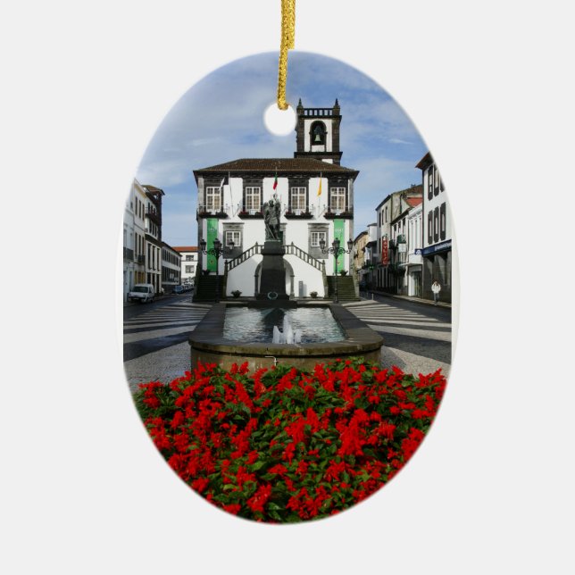 Ponta Delgada -  Azores Ceramic Ornament (Front)