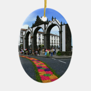 Ponta Delgada city gates Ceramic Ornament