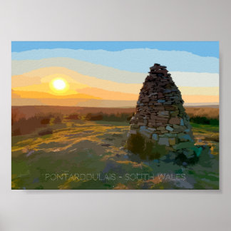 Pontarddulais Mountain view landscape vector art Poster