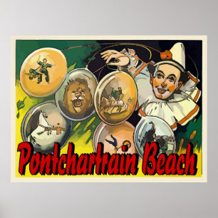 Pontchartrain Beach Clown Acts Vintage Sign
