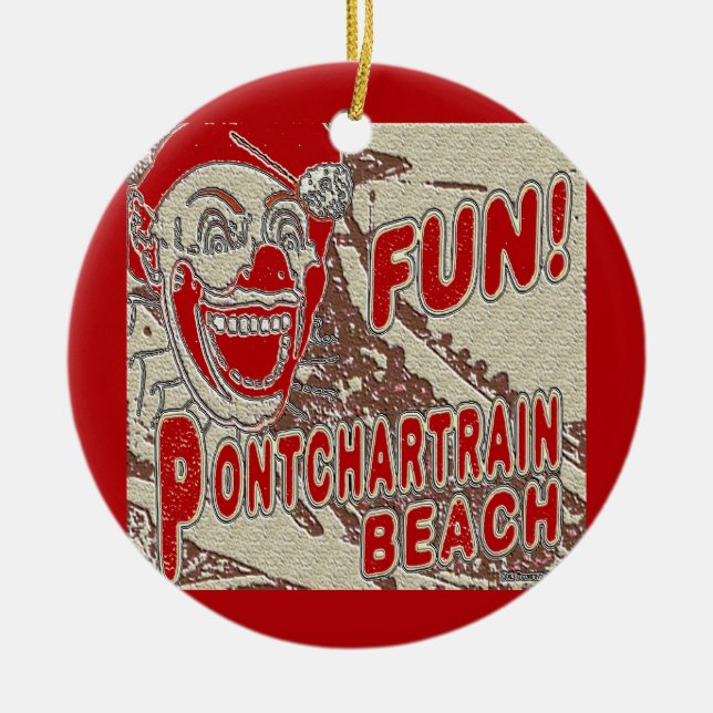 Pontchartrain Beach Clown Ceramic Ornament (Front)