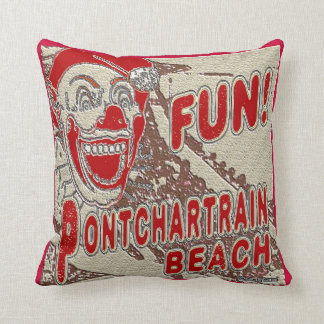 Pontchartrain Beach Clown Throw Pillow
