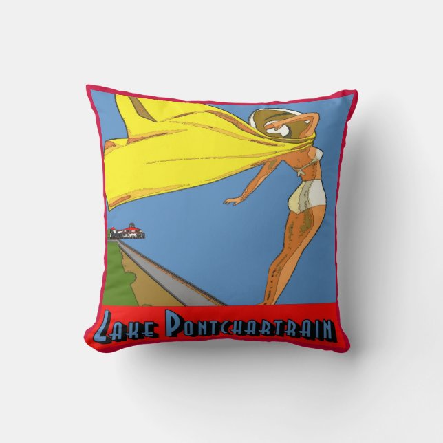 Pontchartrain Seawall and Light Throw Pillow (Front)