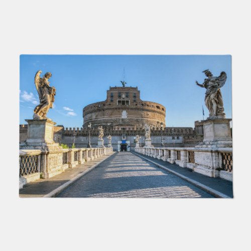 Ponte and Castle SantAngelo _ Rome Italy Doormat