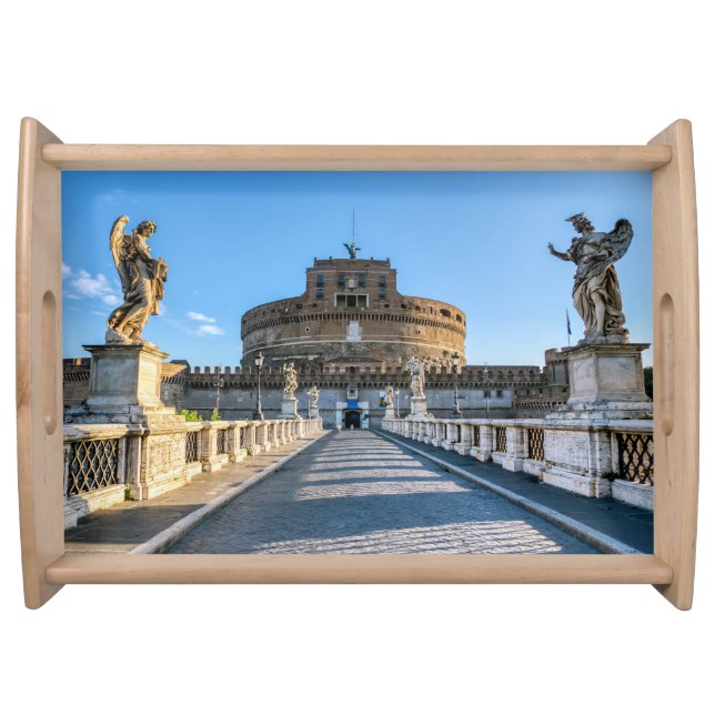 Ponte and Castle Sant'Angelo - Rome, Italy Serving Tray (Front)