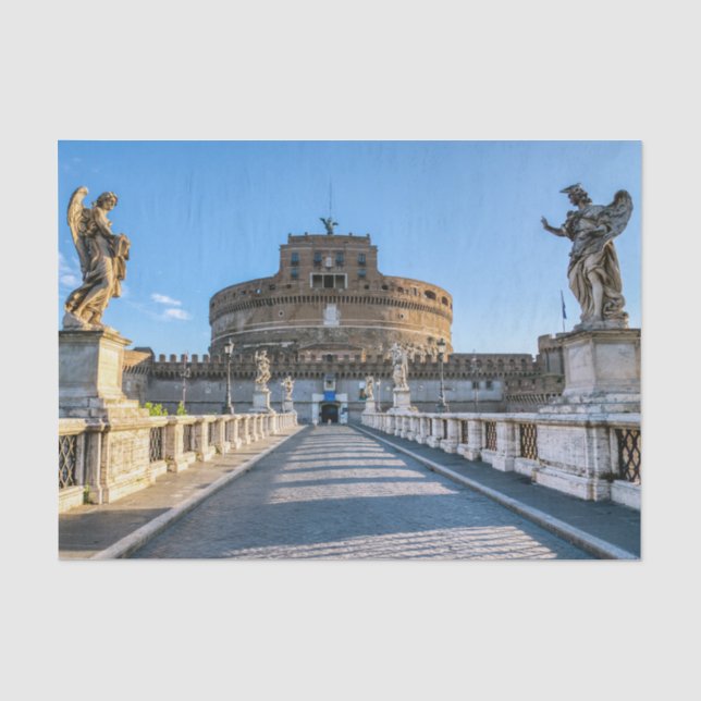 Ponte and Castle Sant'Angelo - Rome, Italy Tissue Paper (Front)