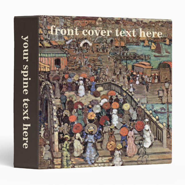 Ponte Della Paglia, Venice by Maurice Prendergast 3 Ring Binder (Front/Spine)