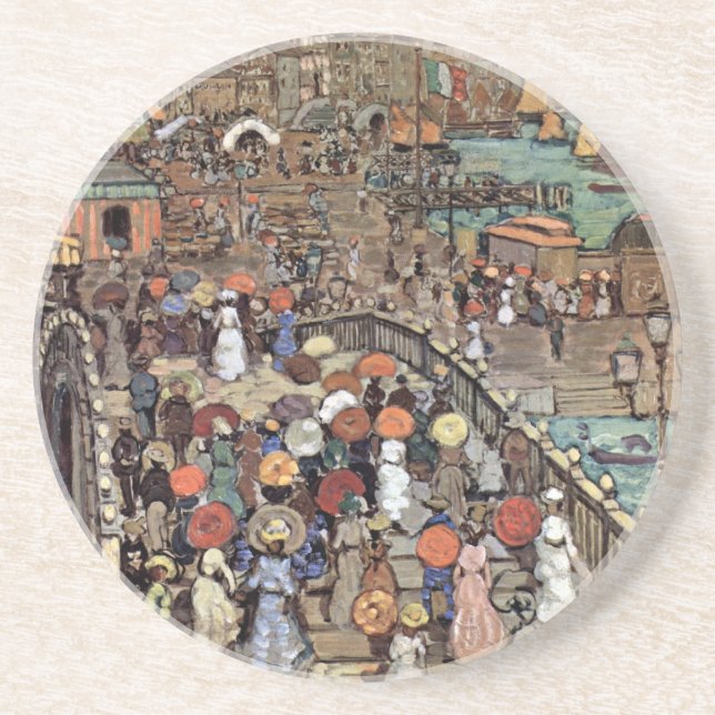 Ponte Della Paglia, Venice by Maurice Prendergast Sandstone Coaster (Front)