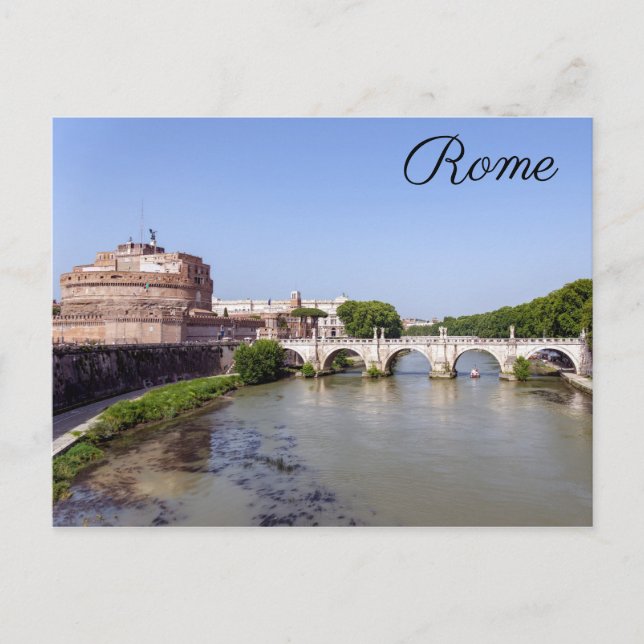 Ponte Sant'Angelo and Castel Sant'Angelo - Rome Postcard (Front)