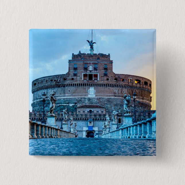 Ponte Sant'Angelo at dawn - Rome Italy Button (Front)