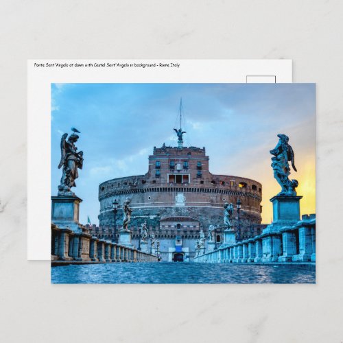 Ponte SantAngelo at dawn _ Rome Italy Postcard