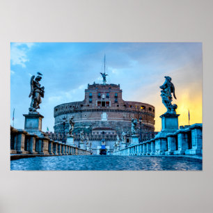Ponte Sant'Angelo at dawn - Rome Italy Poster