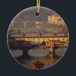 Ponte Vecchio and Bridges of Florence, Italy Ceramic Ornament<br><div class="desc">Florence, Italy (or Firenze, Italia) is an amazing city that feels like the entire historical center is an open air museum full of stunning architecture, statues, fountains, piazzas, and paintings. This photograph features a beautiful view of the Arno River, which is crossed by several bridges, including the famous Ponte Vecchio...</div>