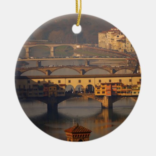 Ponte Vecchio and Bridges of Florence Italy Ceramic Ornament