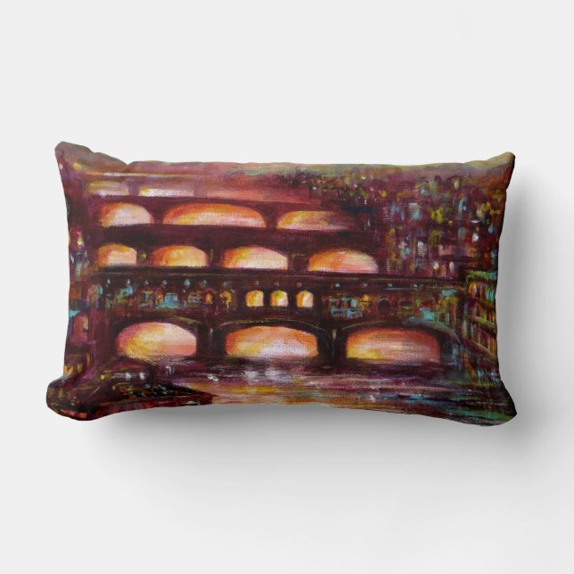 Ponte Vecchio and Other Bridges of Florence Lumbar Pillow (Front)