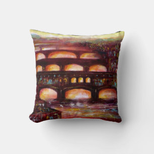 Ponte Vecchio and Other Bridges of Florence Throw Pillow