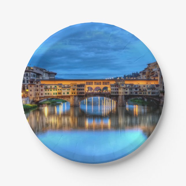 Ponte vecchio bridge in Florence, Italy Paper Plates (Front)