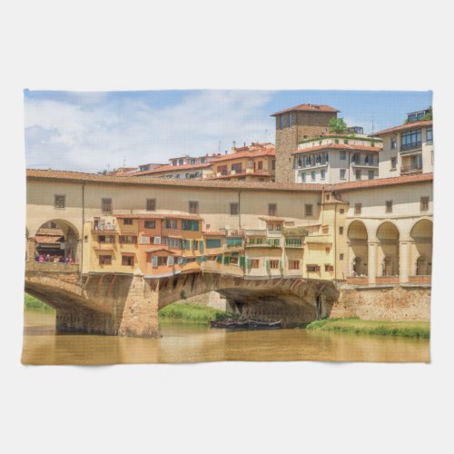 Ponte vecchio by day Florence or Firenze Italia Kitchen Towel