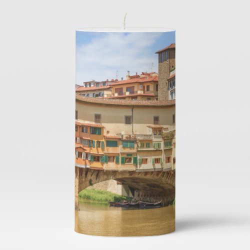Ponte vecchio by day Florence or Firenze Italia Pillar Candle