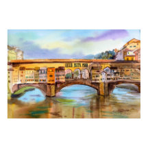 Ponte Vecchio Florence Italy Watercolor Cityscape