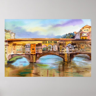 Ponte Vecchio Florence Italy Watercolor Cityscape Poster