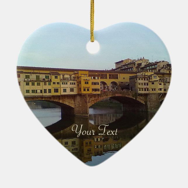Ponte Vecchio Old Bridge Florence Italy Gift Ceramic Ornament (Back)