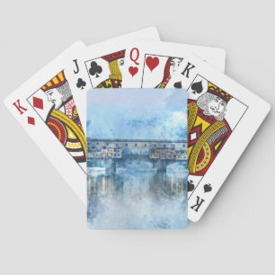 Ponte Vecchio on the river Arno in Florence, Italy Poker Cards