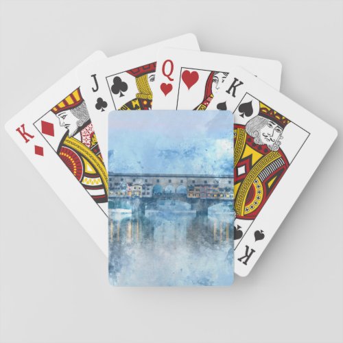 Ponte Vecchio on the river Arno in Florence Italy Poker Cards