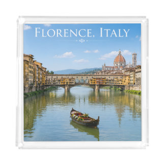 Ponte Vecchio Romantic Cityscape Artwork Acrylic Tray