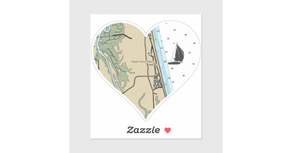 Ponte Vedra Beach FL Chart Sticker Zazzle