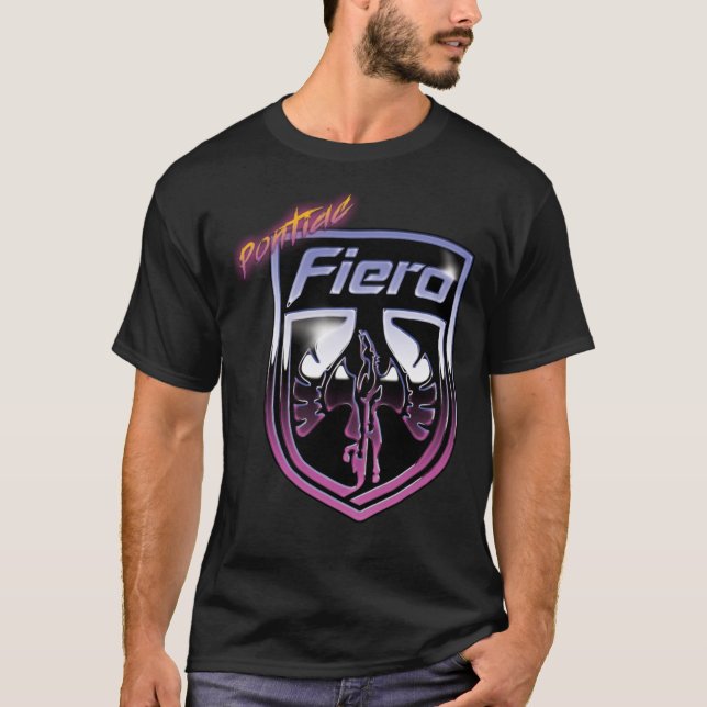 Pontiac Fiero Retro Chrome Logo (Vaporwave) Classi T-Shirt (Front)