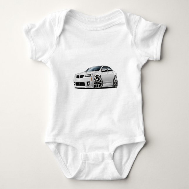 Pontiac G8 GXP White Car Baby Bodysuit (Front)