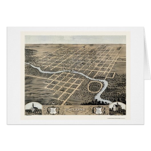 Pontiac, IL Panoramic Map - 1869 Cards (Front Horizontal)