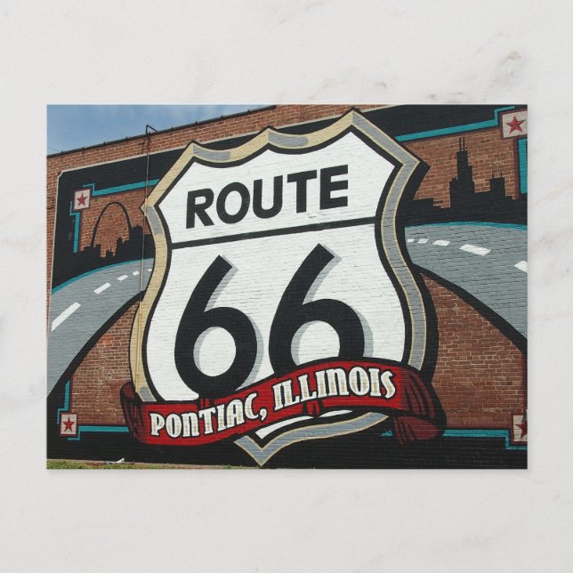 Pontiac Illinois US Route 66 sign postcard (Front)