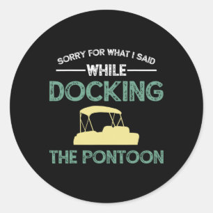 Pontoon Boat Captain Boating Classic Round Sticker