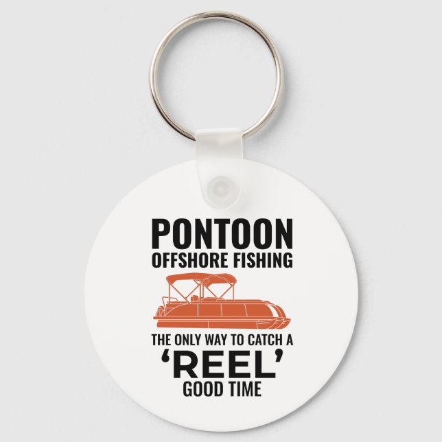 Pontoon boat Captain Boating Pontooning Fishing Keychain (Front)