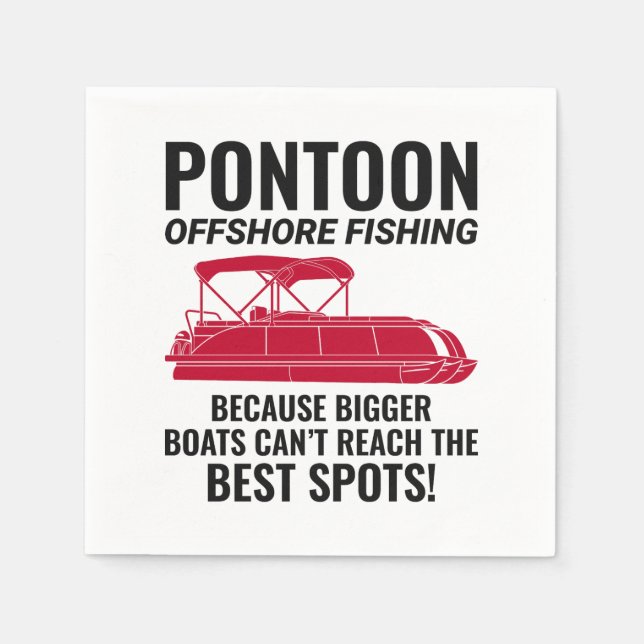 Pontoon boat Captain Boating Pontooning Fishing Napkins (Front)