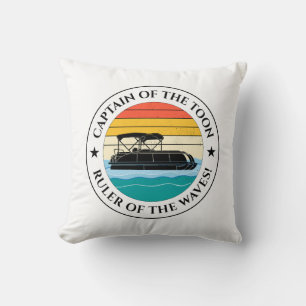 Pontoon boat Captain Boating Pontooning Fishing Throw Pillow