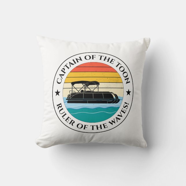 Pontoon boat Captain Boating Pontooning Fishing Throw Pillow (Front)