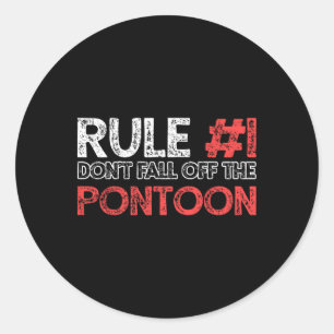 Pontoon Boat Captain Boating Vintage Classic Round Sticker